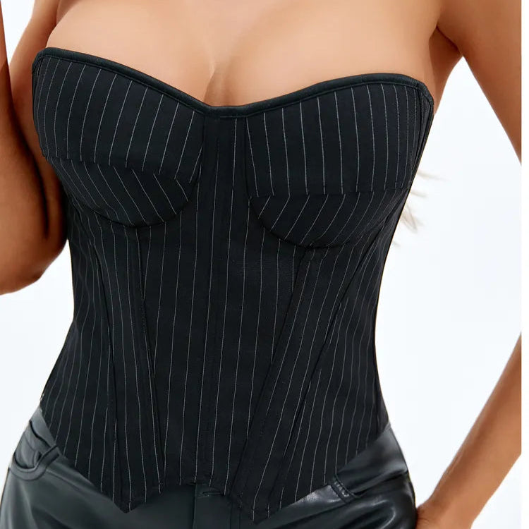 Midnight Stripes Overbust Corset