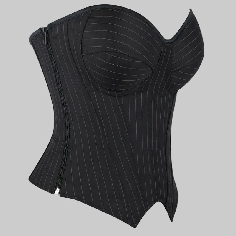 Midnight Stripes Overbust Corset