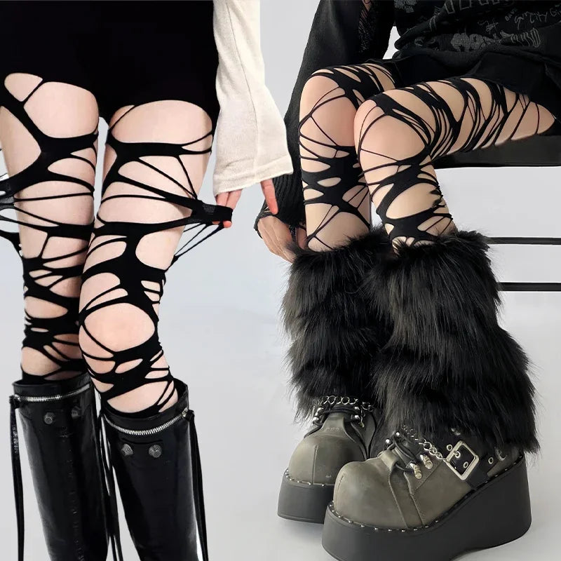 Spider Web Punk Stockings
