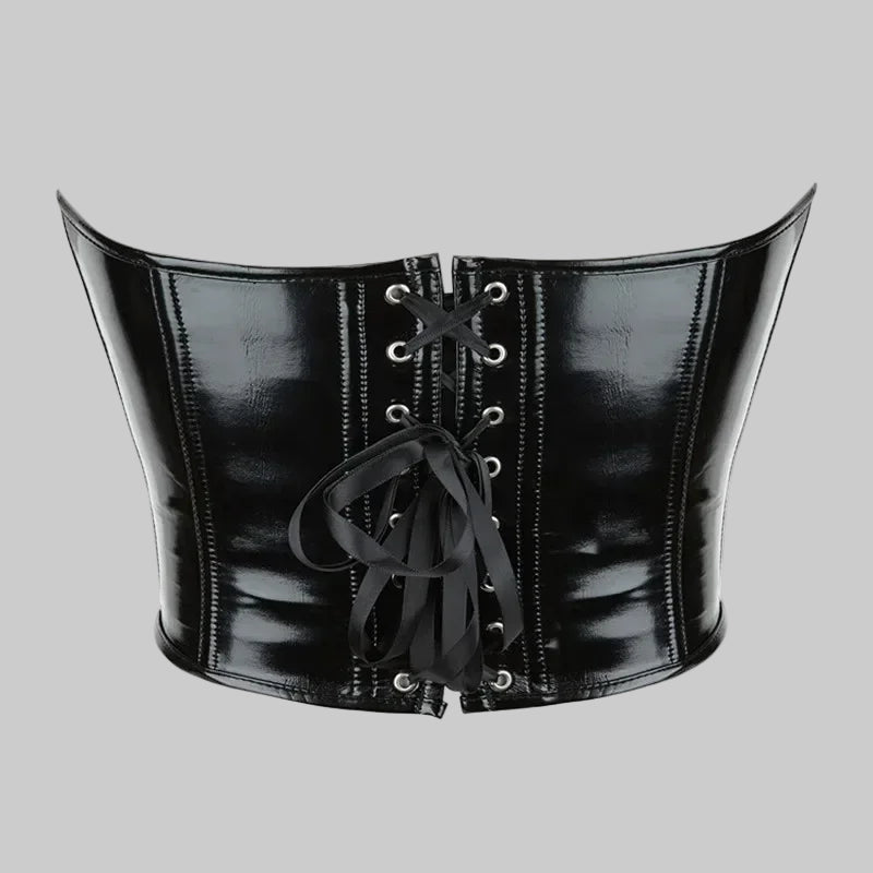 Shiny Leather Crop Top Corset
