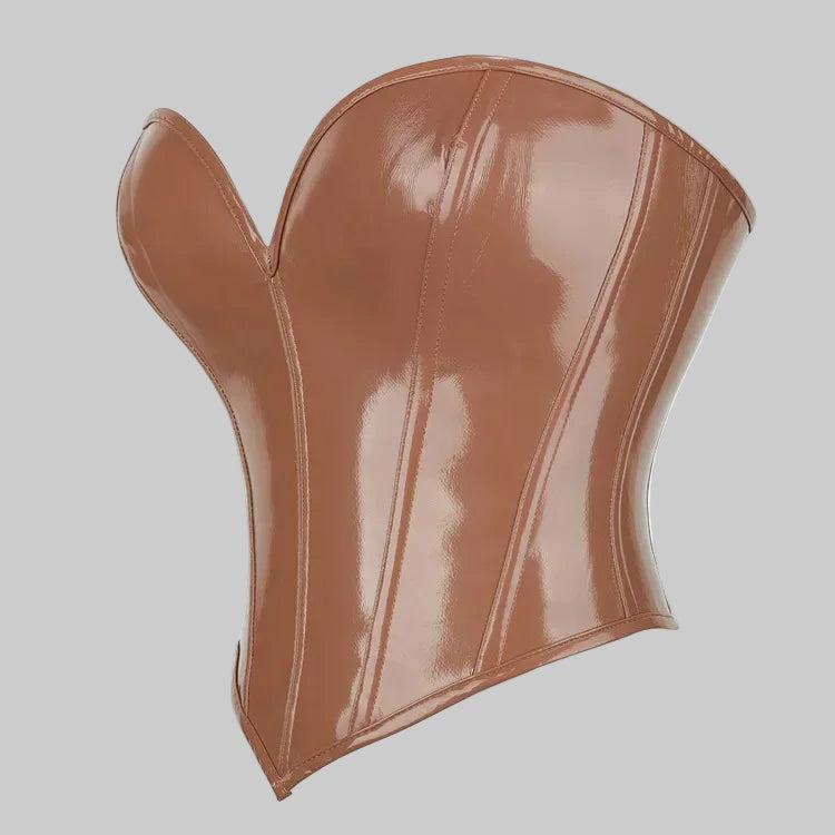 Shiny Leather Crop Top Corset
