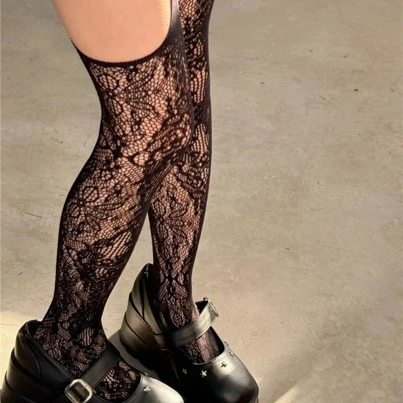 Dark Blossom Mesh Stockings