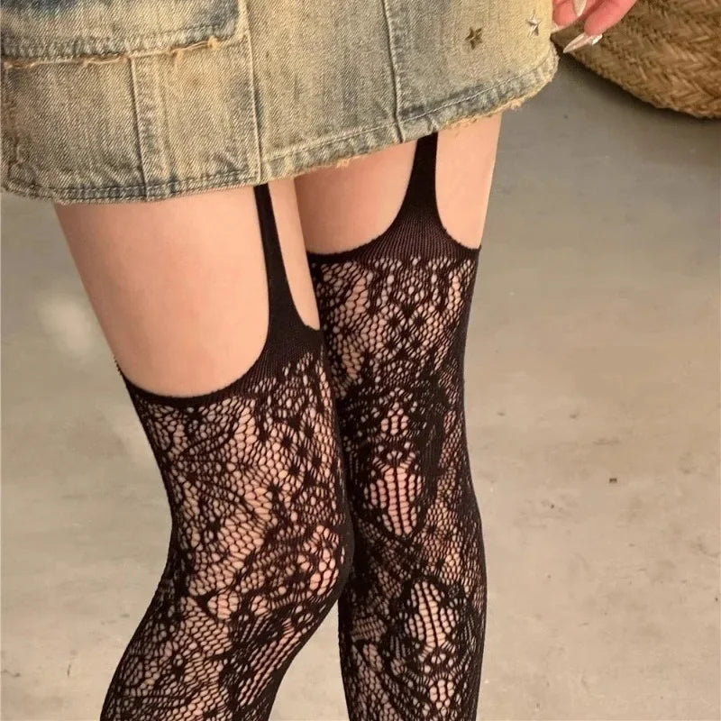 Dark Blossom Mesh Stockings