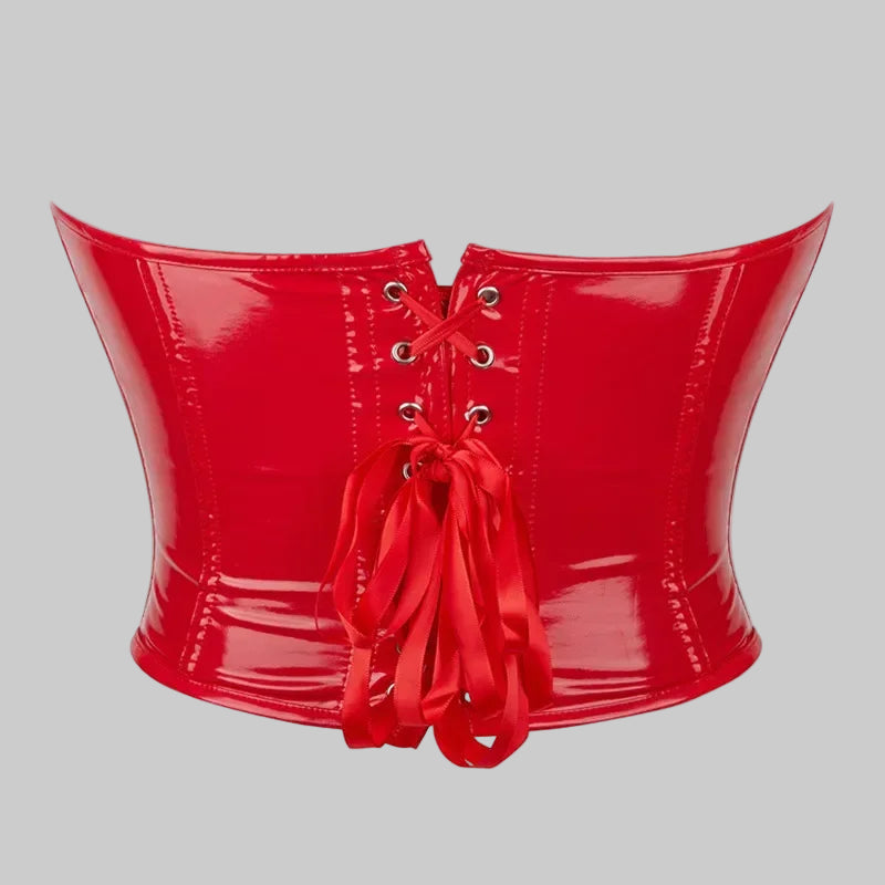 Shiny Leather Crop Top Corset
