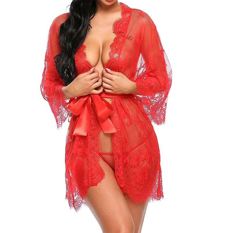 See Through Lace Lingerie Set