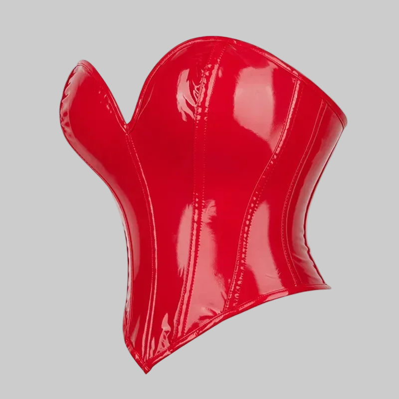 Shiny Leather Crop Top Corset