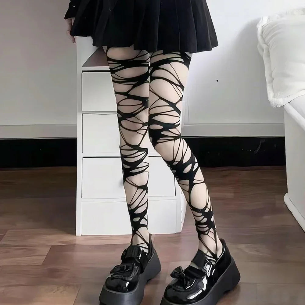 Spider Web Punk Stockings