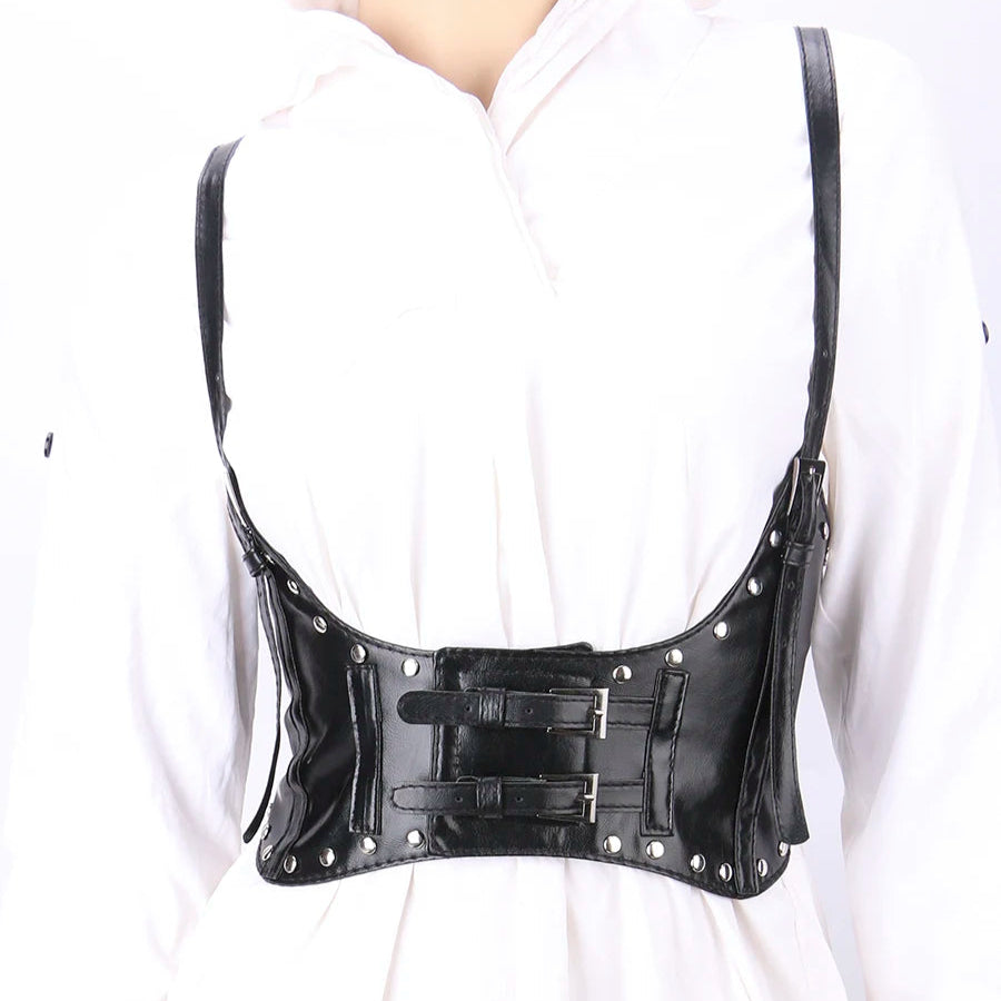 Stud Punk Shoulder Elastic Corset