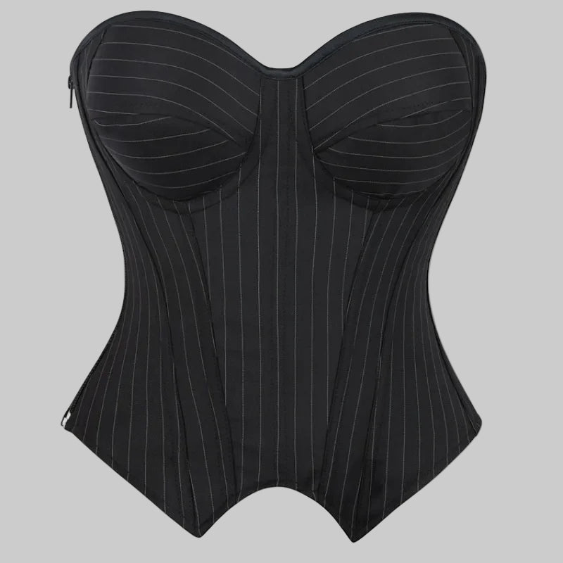 Midnight Stripes Overbust Corset
