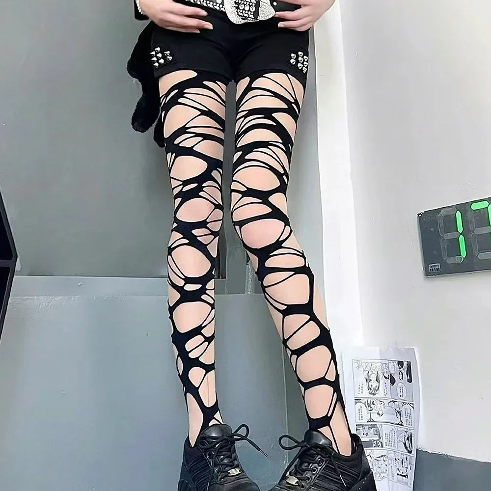 Spider Web Punk Stockings