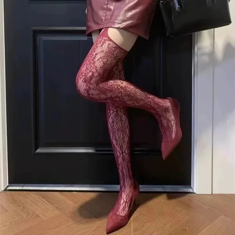Dark Blossom Mesh Stockings