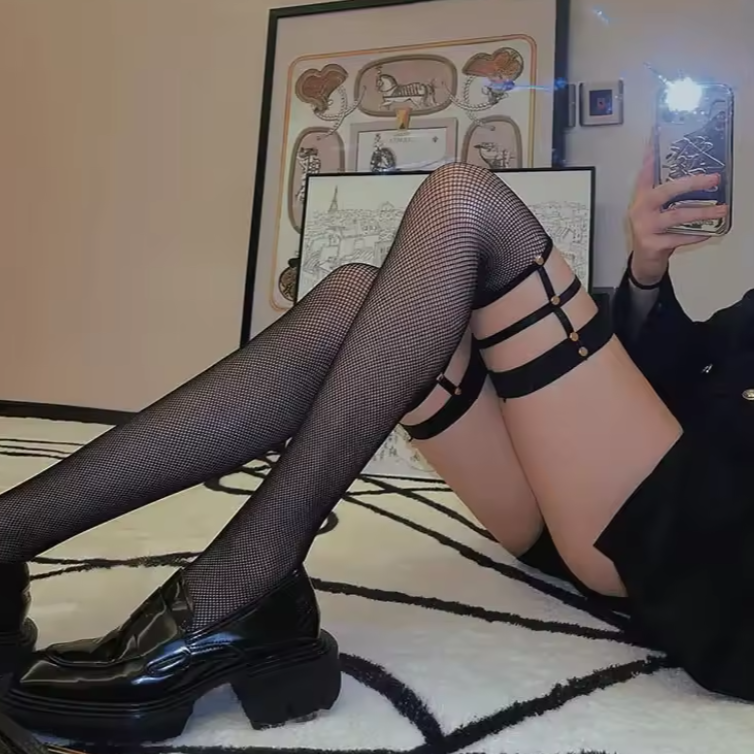 RebelGlam Mesh Suspender Tights