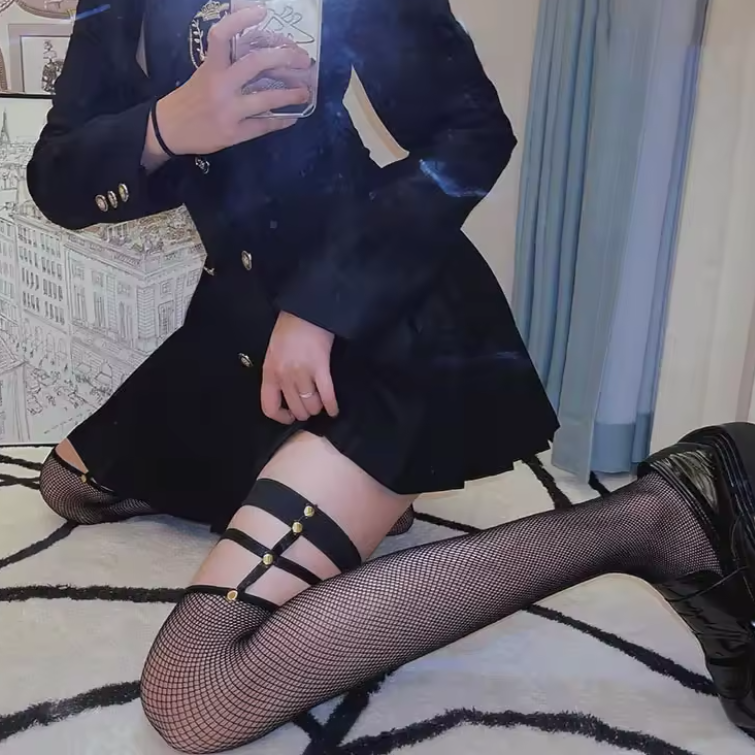 RebelGlam Mesh Suspender Tights