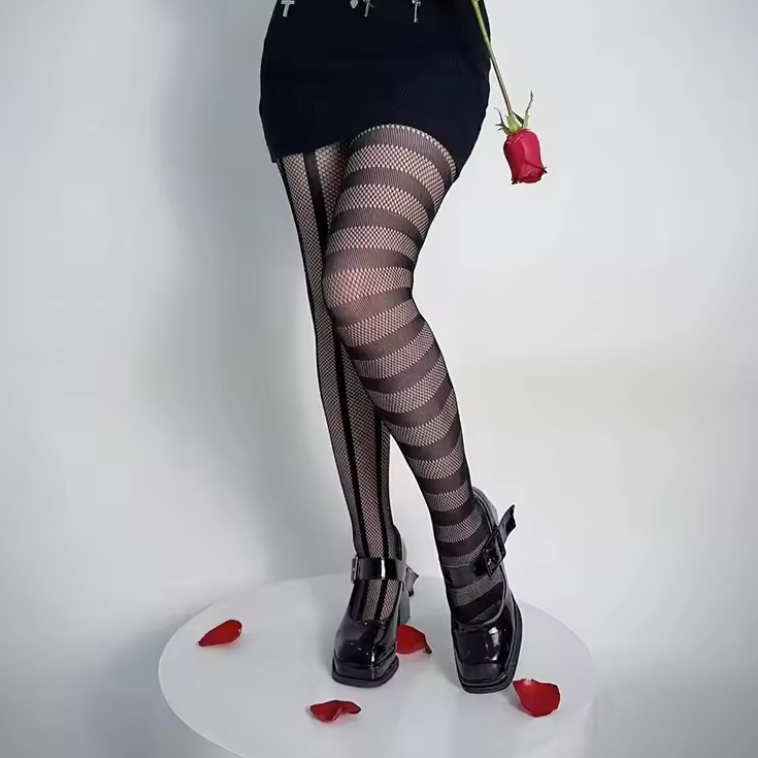Asymmetry Charm Mesh Pantyhose
