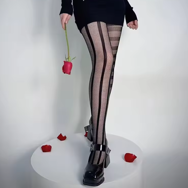 Asymmetry Charm Mesh Pantyhose