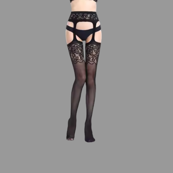 Rose Net Suspender Pantyhose