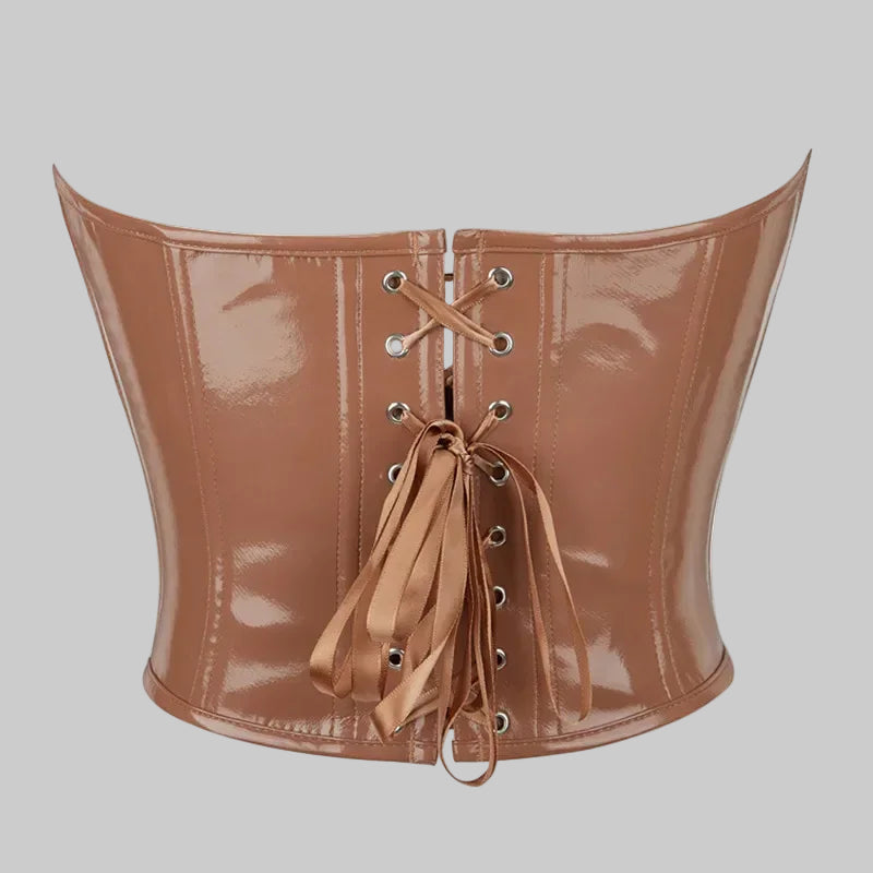Shiny Leather Crop Top Corset