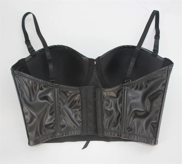 Leopard Faux Leather Corset Crop