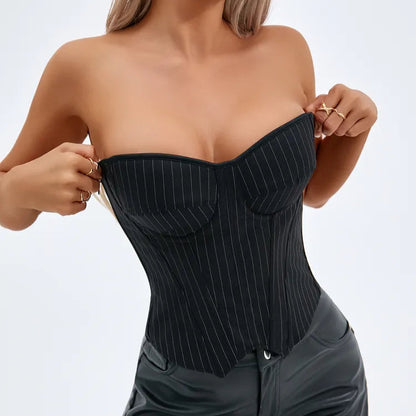 Midnight Stripes Overbust Corset
