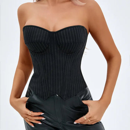 Midnight Stripes Overbust Corset