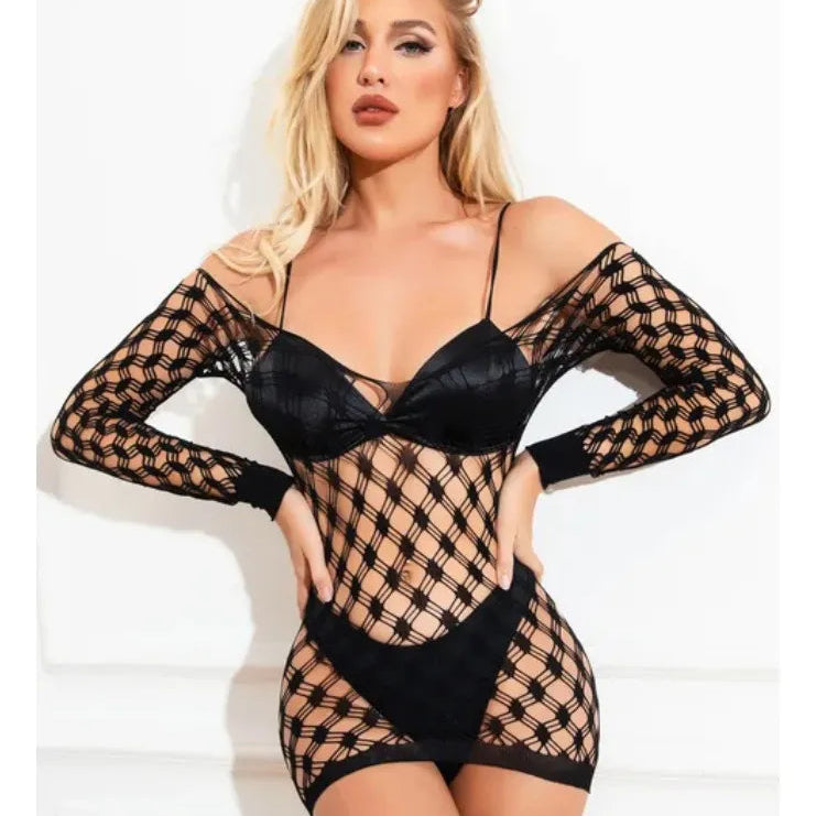 Shadowbound Fishnet Bodysuit