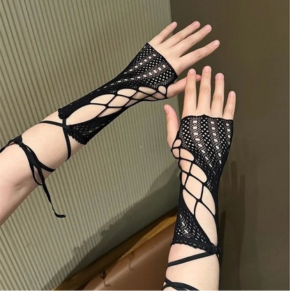 Twilight Cross-Tie Fingerless Gloves