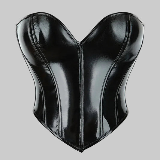 Shiny Leather Crop Top Corset