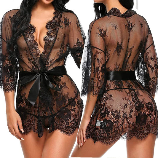 See Through Lace Lingerie Set