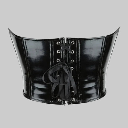 Shiny Leather Crop Top Corset