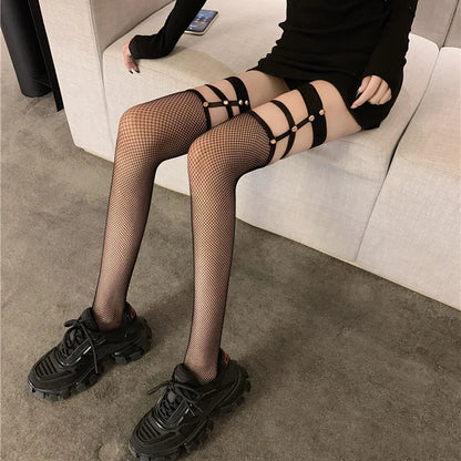RebelGlam Mesh Suspender Tights