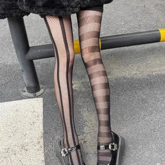 Asymmetry Charm Mesh Pantyhose