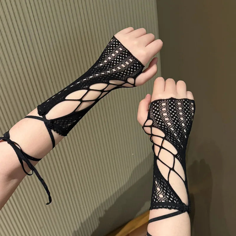 Twilight Cross-Tie Fingerless Gloves