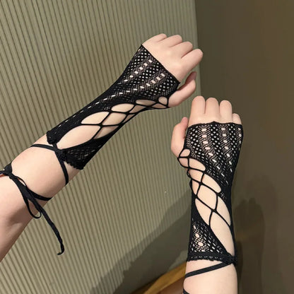 Twilight Cross-Tie Fingerless Gloves