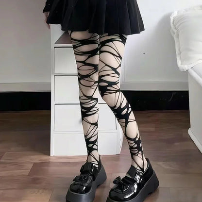 Spider Web Punk Stockings