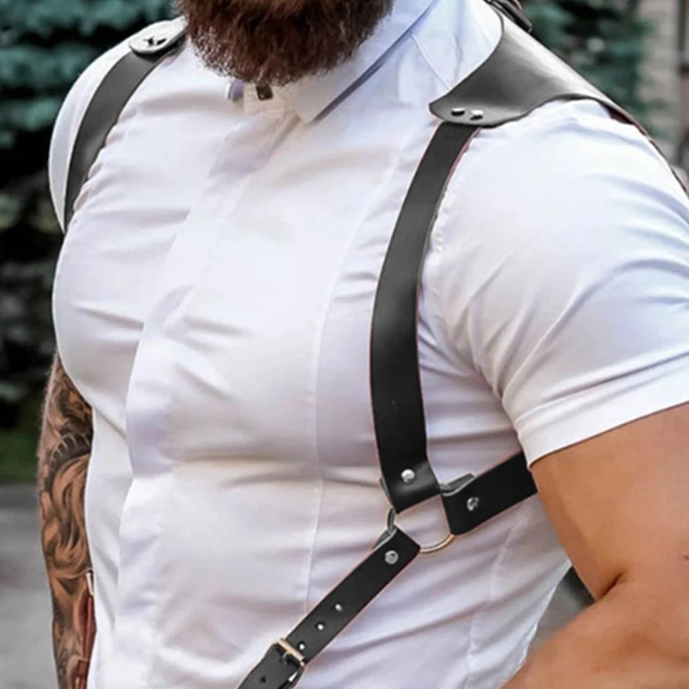 Men’s Studded Gothic Leather Harness Vest