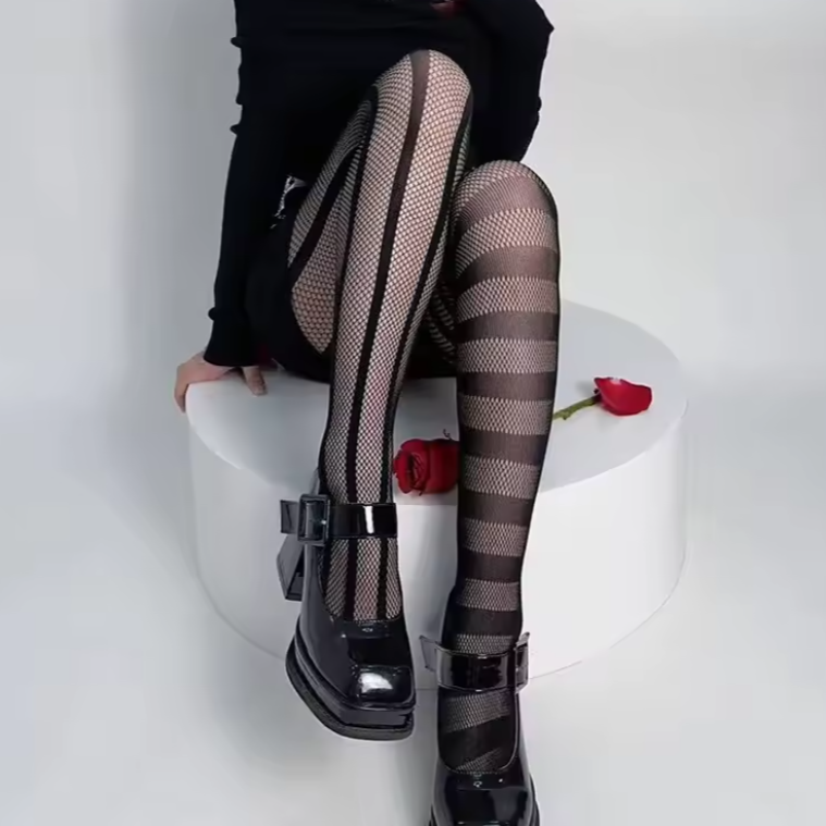 Asymmetry Charm Mesh Pantyhose