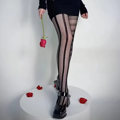 Asymmetry Charm Mesh Pantyhose