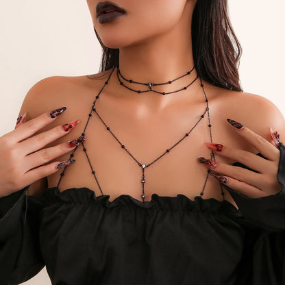 Crystal Kiss Chest Harness with Neck Chain