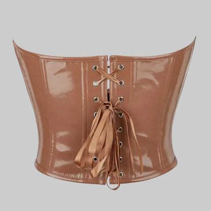Shiny Leather Crop Top Corset