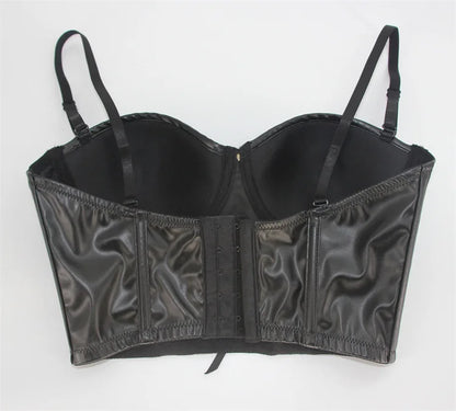 Leopard Faux Leather Corset Crop
